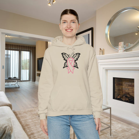 Butterfly Pink Support Ribbon Heavy Blend™ Hooded Sweatshirt