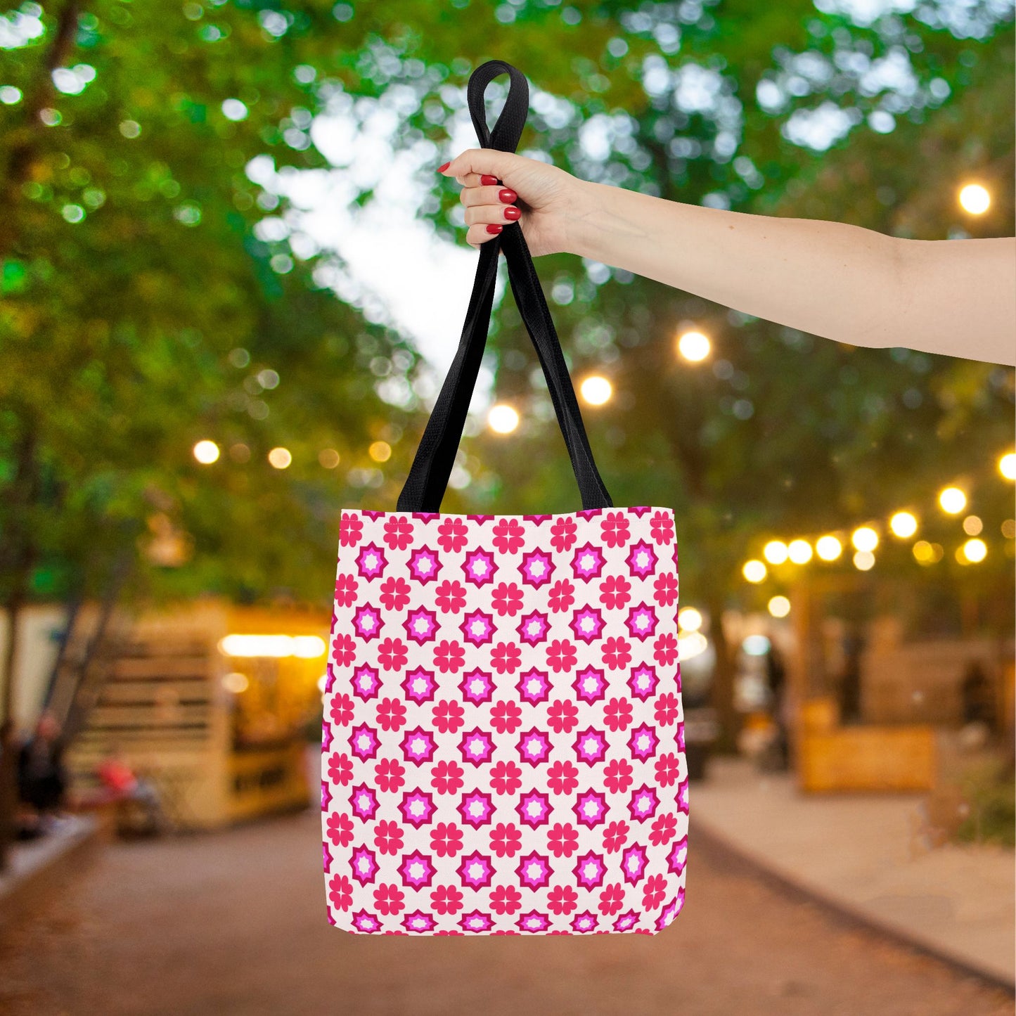 Rosy Star Garden Canvas Tote Bag