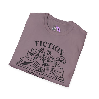Fiction Addiction (Flowers, Open Book) Adult T-shirt