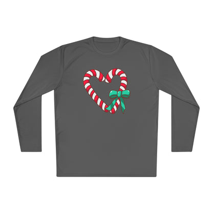Candy Cane Heart Adult Long Sleeve Tee
