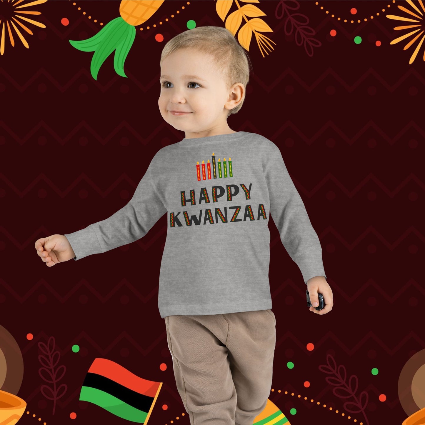 Happy Kwanzaa (Kinara)Toddler Long Sleeve Tee
