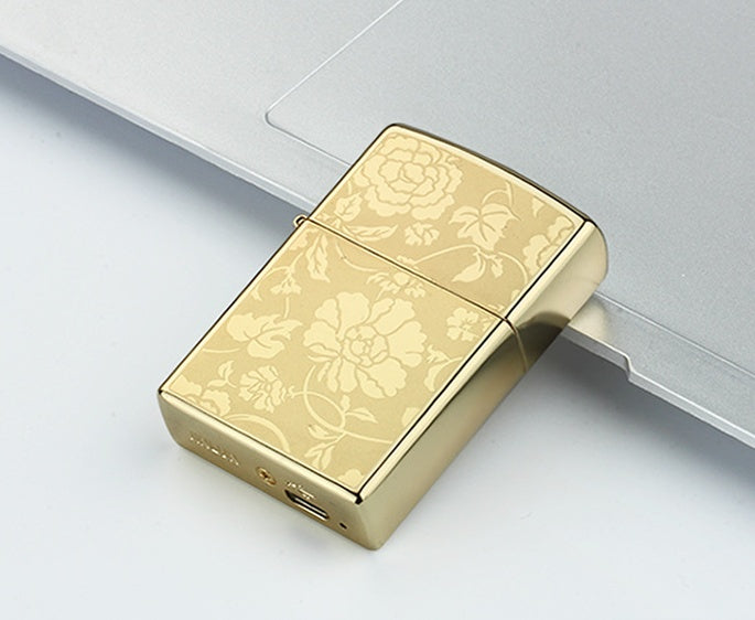 Etched Metallic USB Rechargeable Lighter