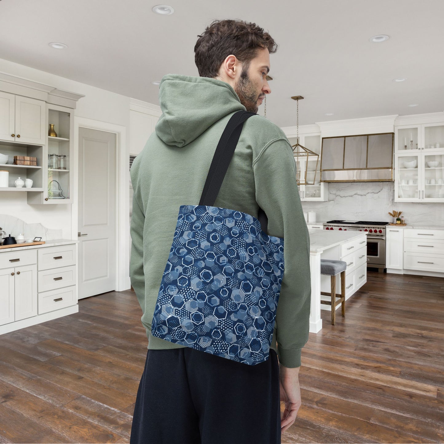 Blue Hexagons Canvas Tote Bag
