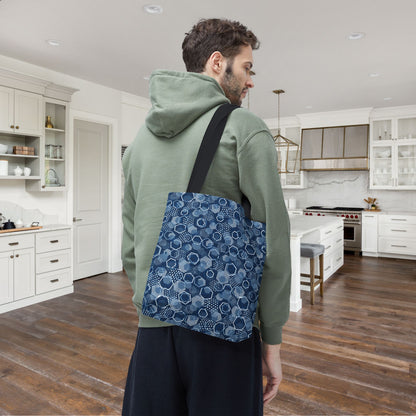 Blue Hexagons Canvas Tote Bag