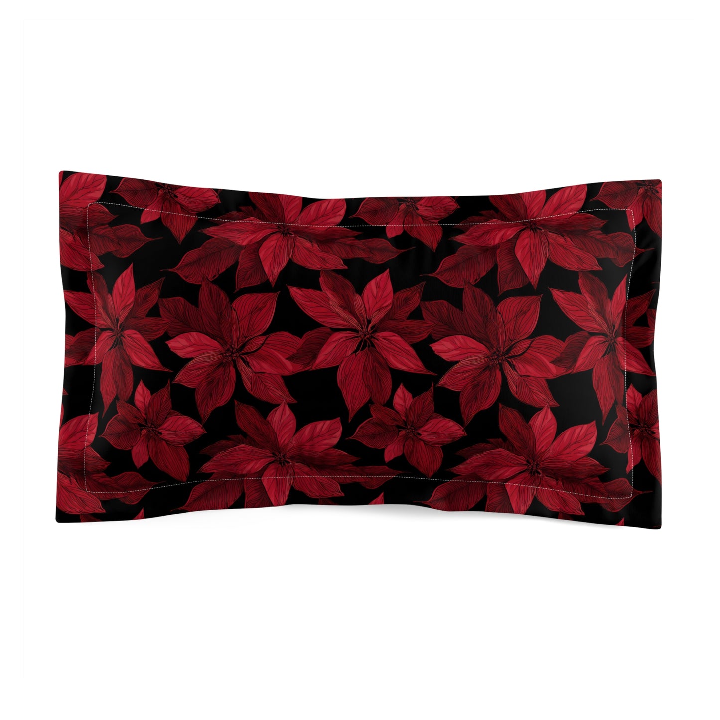 Midnight Poinsettia Garden Microfiber Pillow Sham