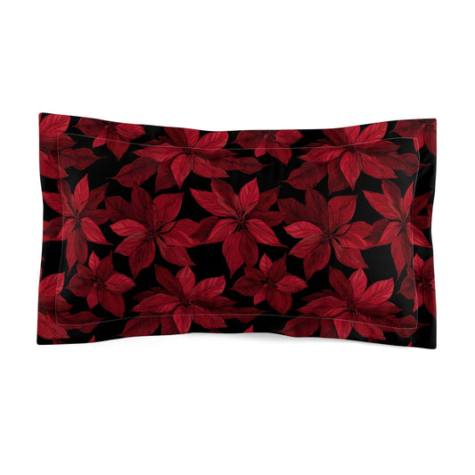 Midnight Poinsettia Garden Microfiber Pillow Sham