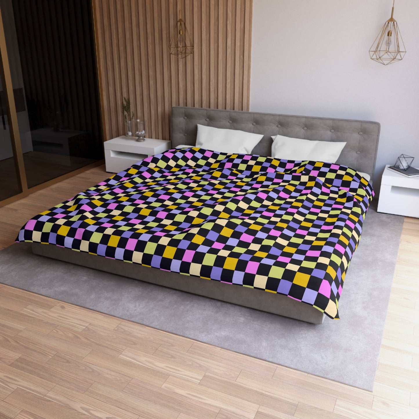 Joyful Checkerboard Microfiber Duvet Cover