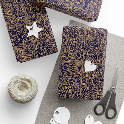 Golden Midnight Radiance Mandala Wrapping Paper