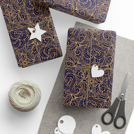 Golden Midnight Radiance Mandala Wrapping Paper
