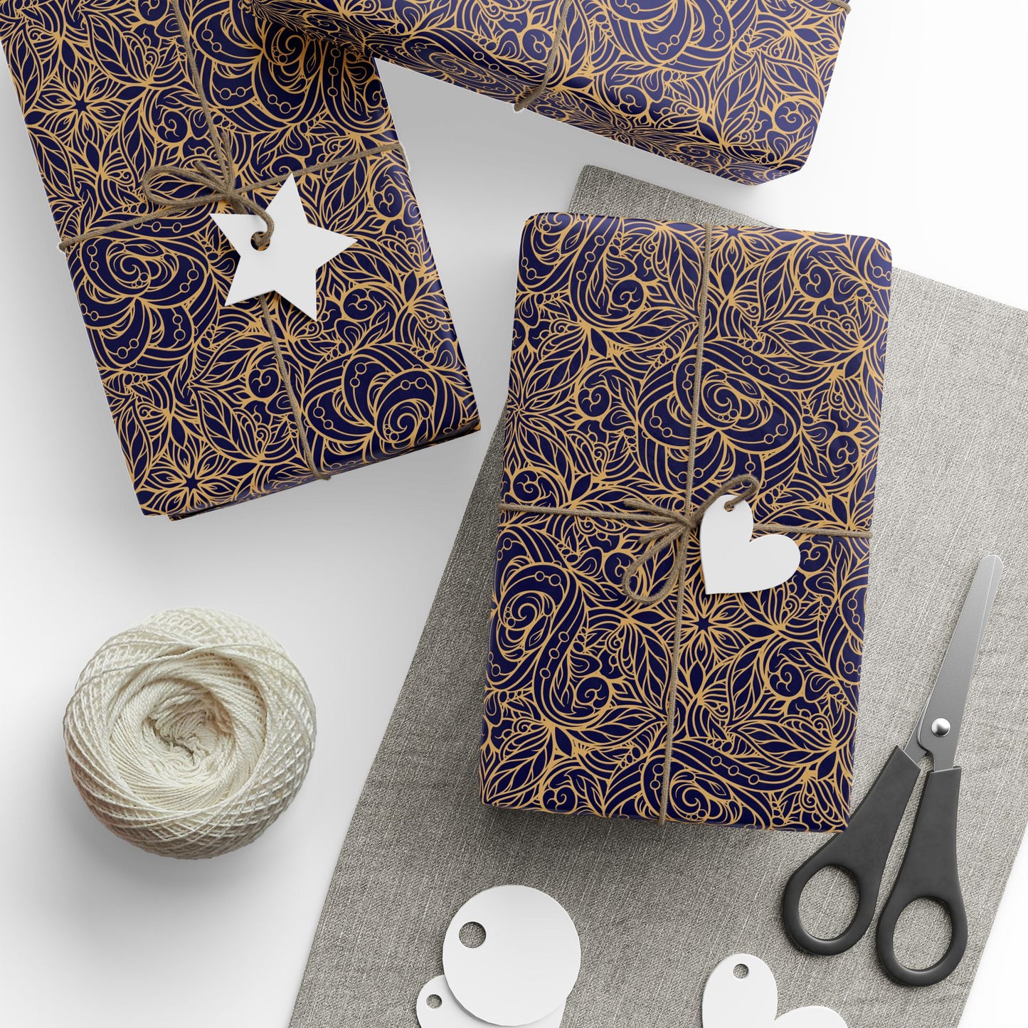 Golden Midnight Radiance Mandala Wrapping Paper
