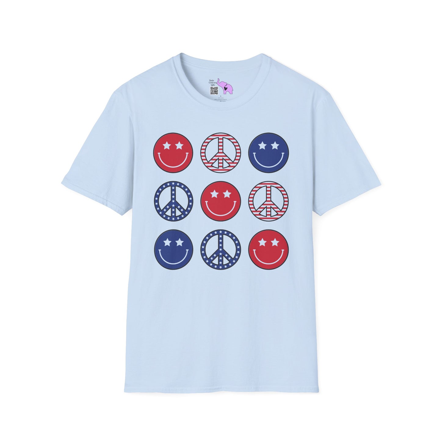 America Checkered Peace Signs Adult T-shirt