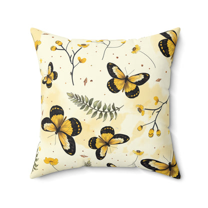 Sunlit Butterfly Bloom Throw Pillow