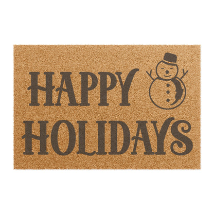 Happy Holidays Snowman Coconut Fiber Doormat