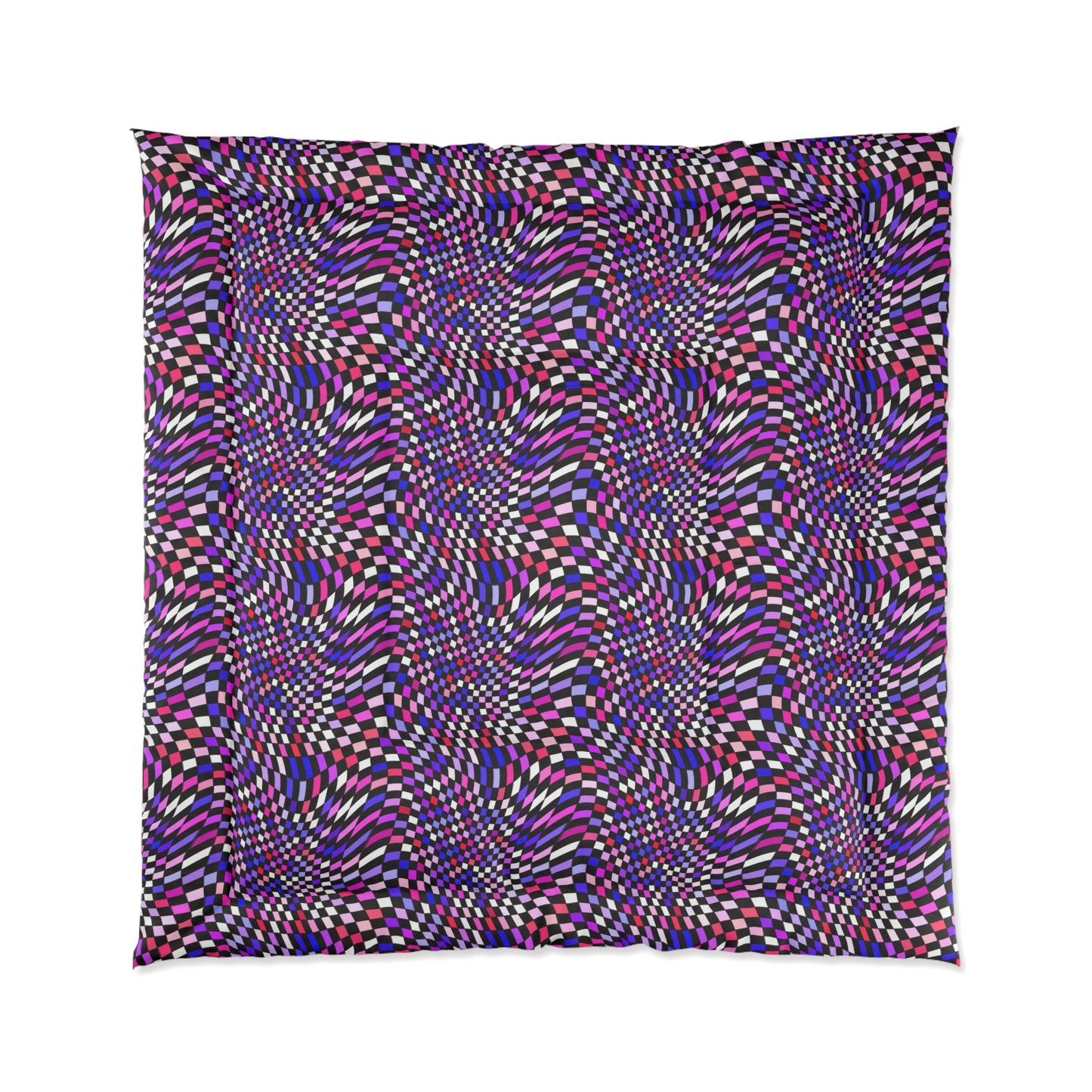 Warped Purple Checkered Comforter