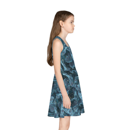Midnight Sheer & Lace Girls' Sleeveless Sundress