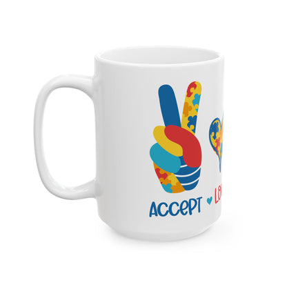 Autism Accept Love Understand Ceramic Mug, (11oz, 15oz)
