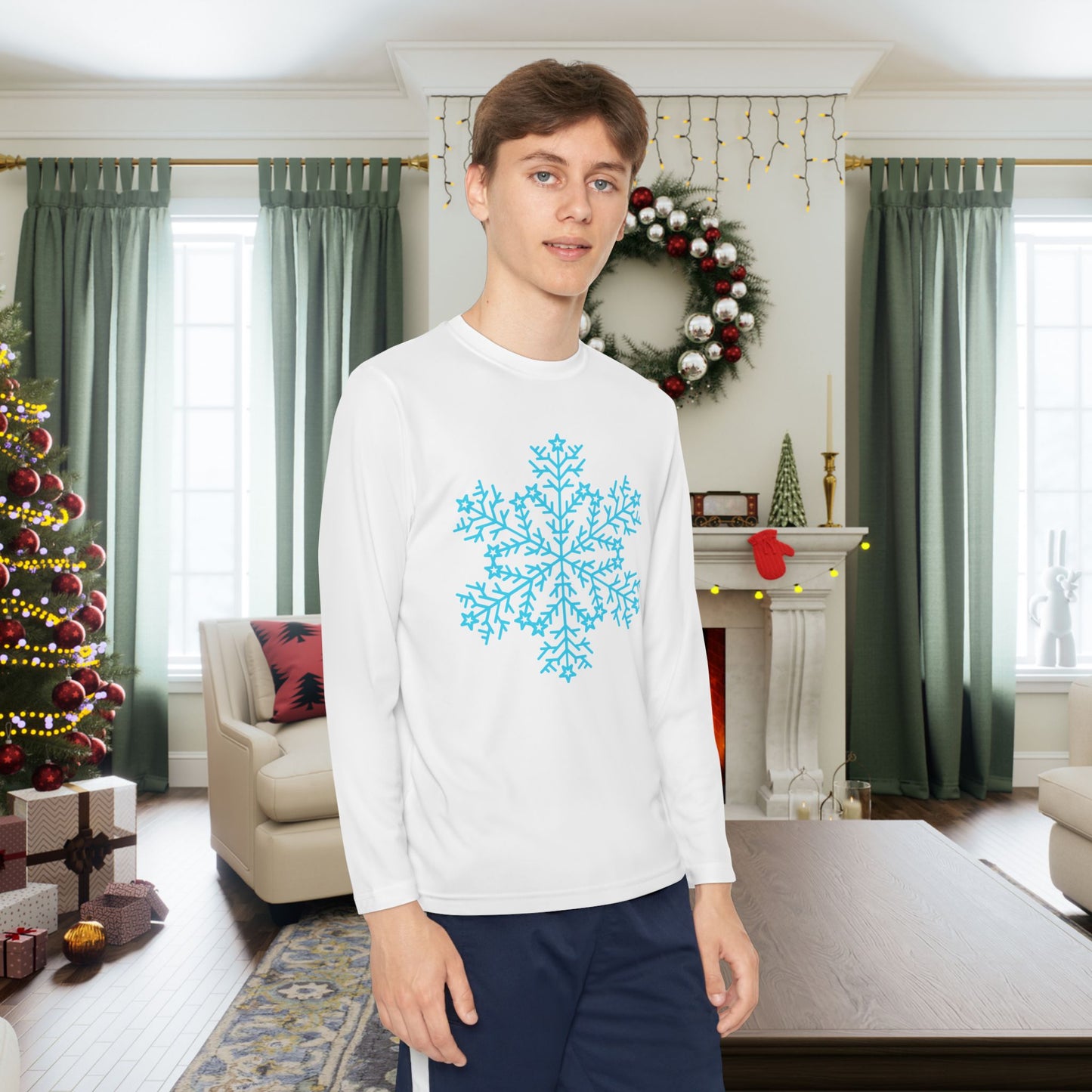 Large Snowflake Youth Long Sleeve Tee