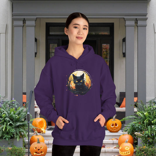 Creepy Black Cat 13 Heavy Blend™ Hooded Sweatshirt