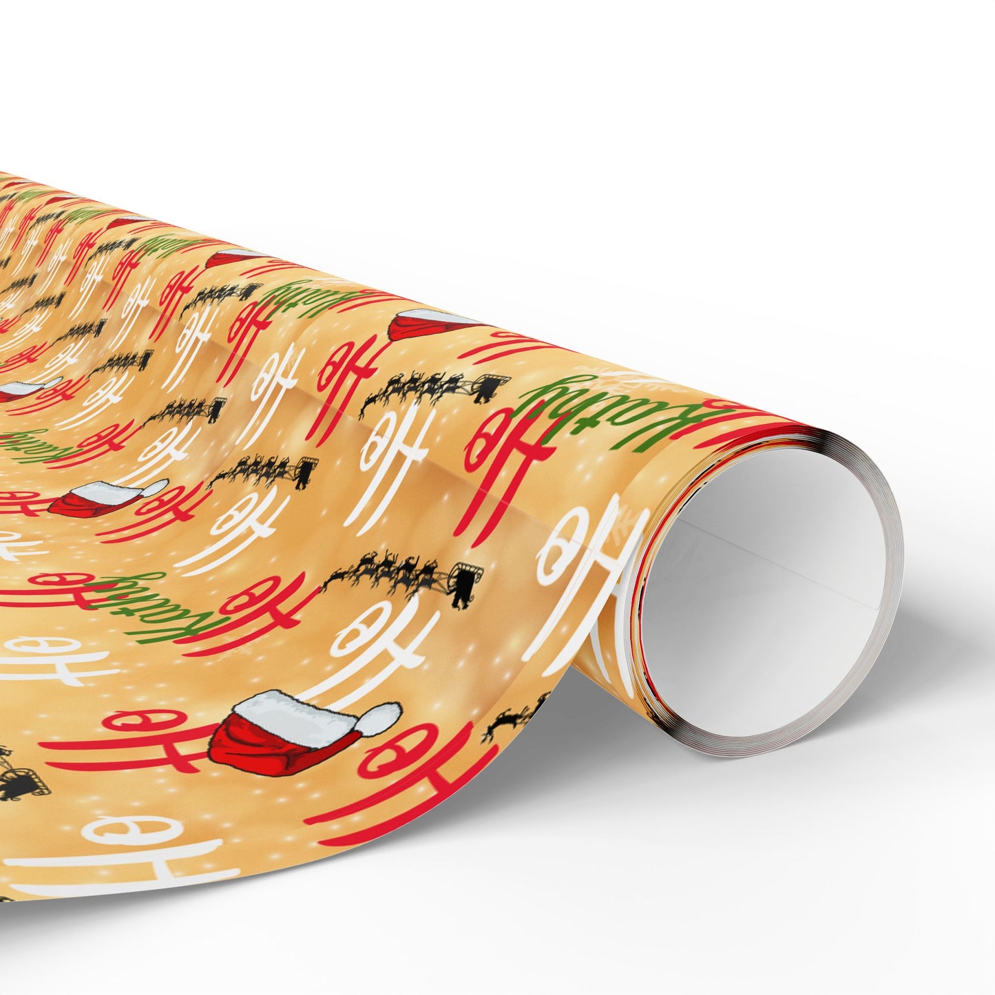 Gold Ho Ho Ho Custom Name Wrapping Paper (Kathy)