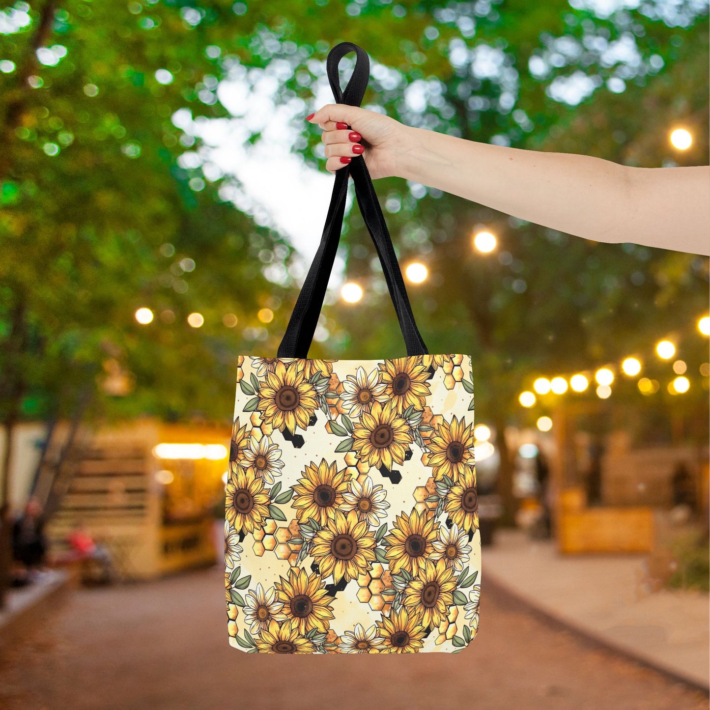 Honeycombs & Sunflowers Canvas Tote Bag