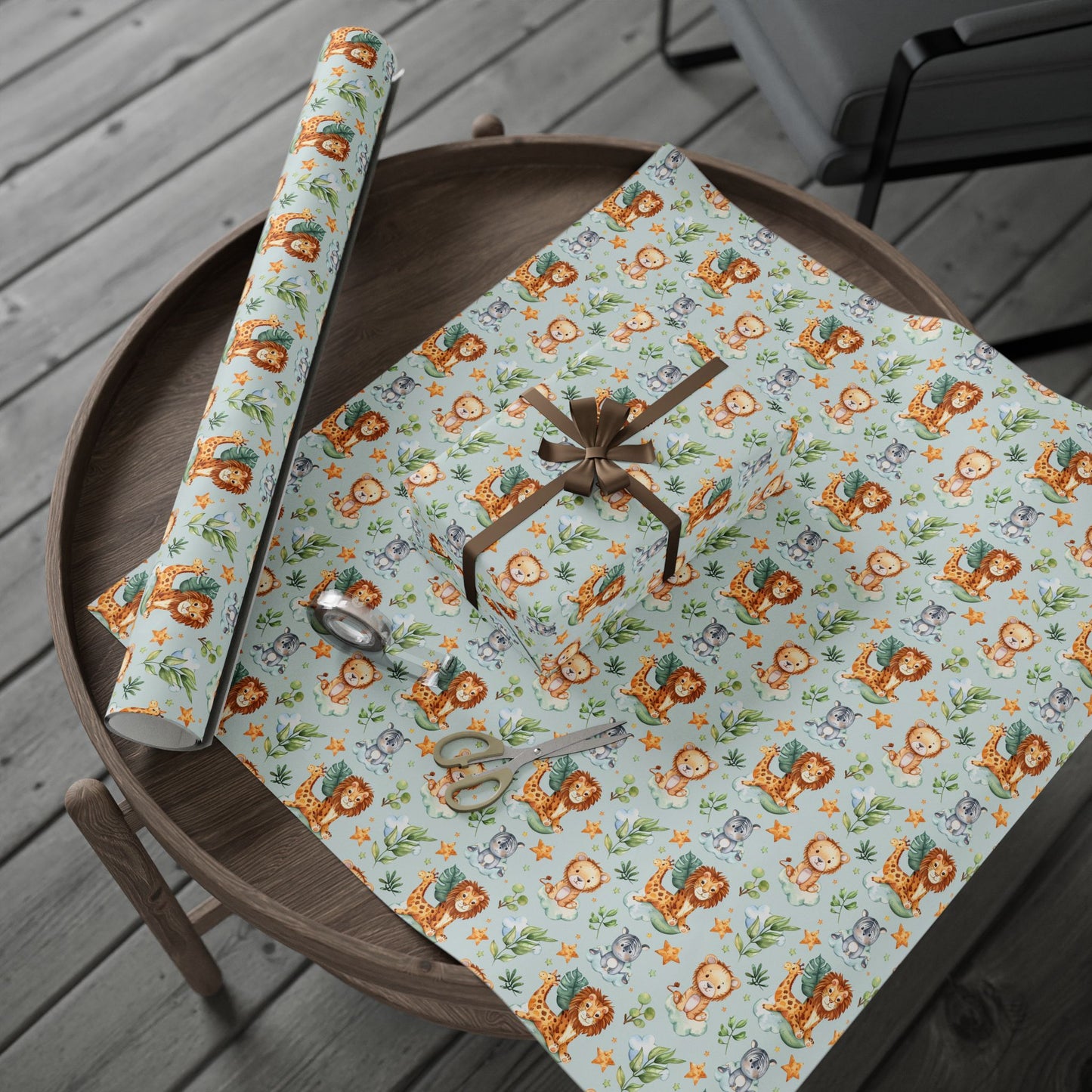 Cute Safari Animals Wrapping Paper