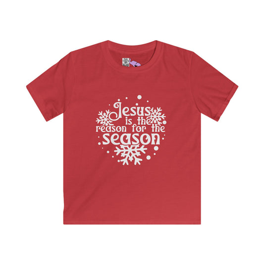 Jesus Is The Reason For The Season Snowflake Youth Softstyle Tee