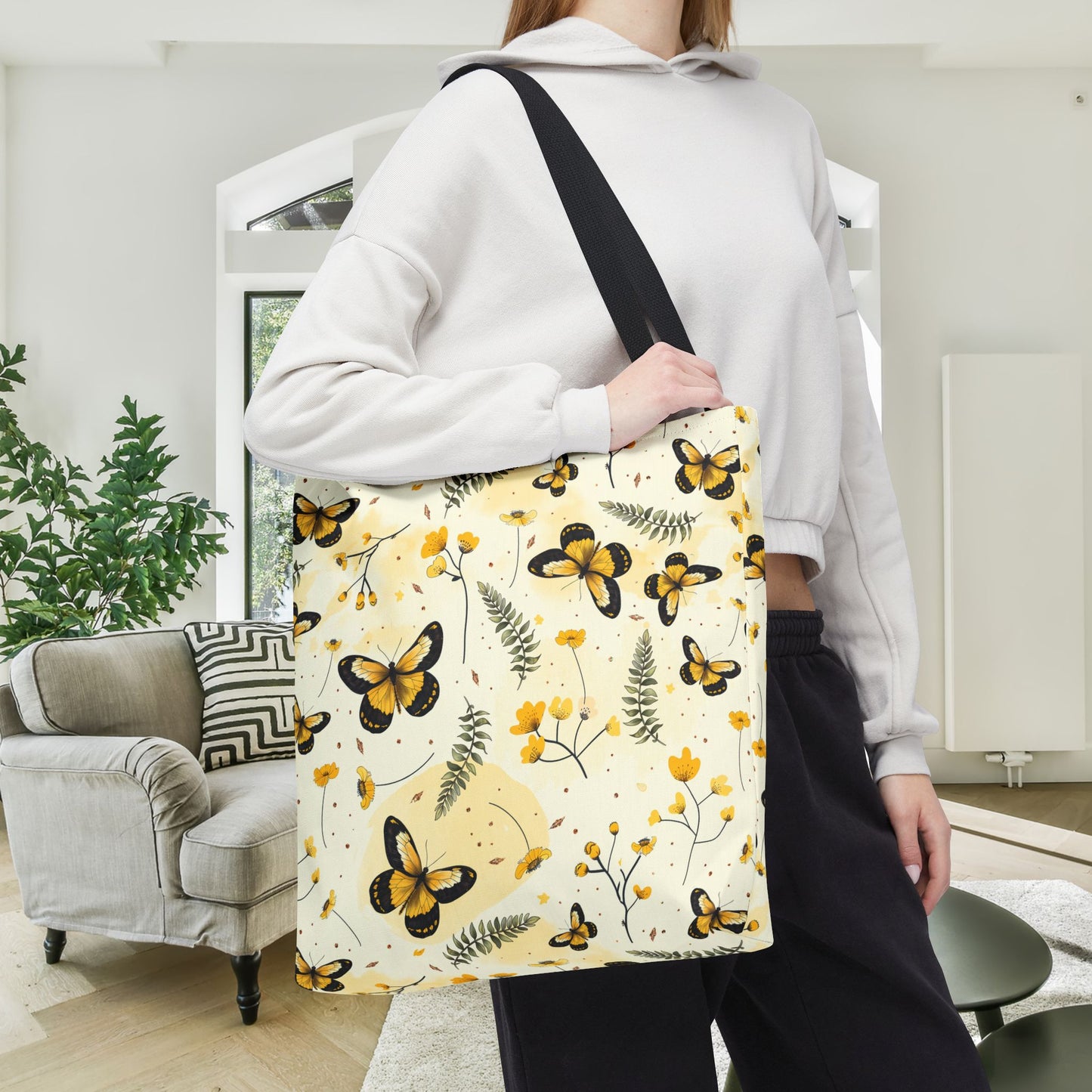 Sunlit Butterfly Bloom Canvas Tote Bag