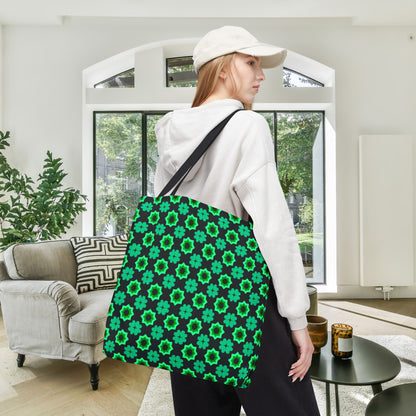 Clover Bloom Burst Canvas Tote Bag