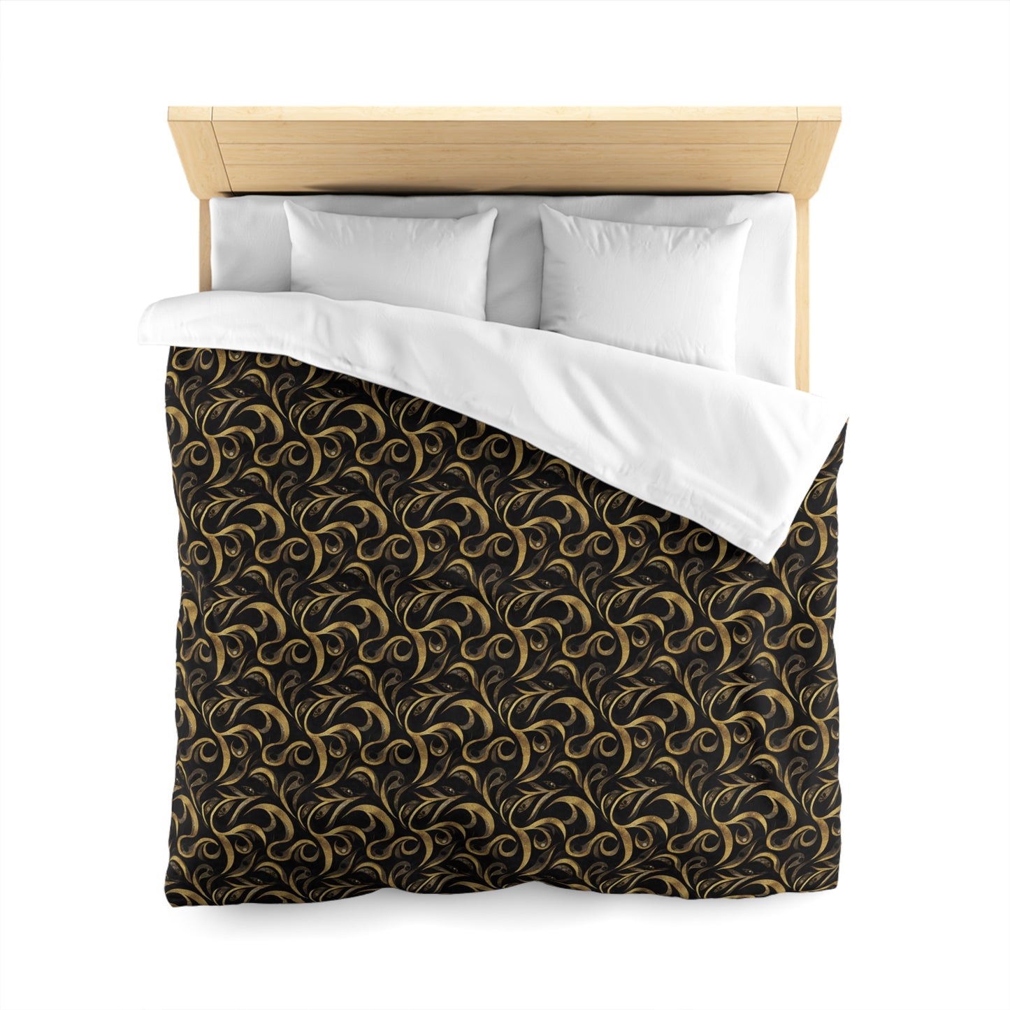 Golden Noir Swirl Microfiber Duvet Cover