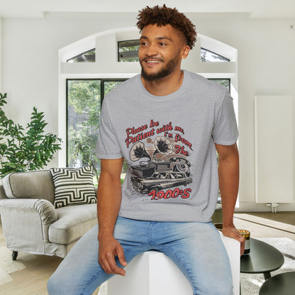Please Be Patient With Me I'm From The 1900's (Classic Car, gramophone) Adult T-shirt