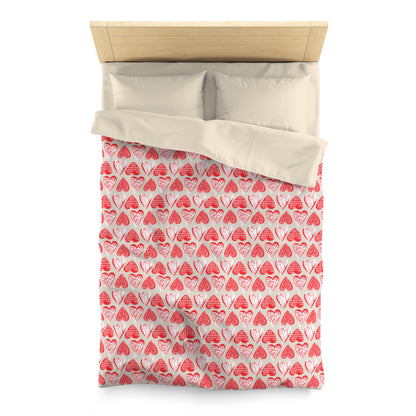Doodle Hearts Microfiber Duvet Cover