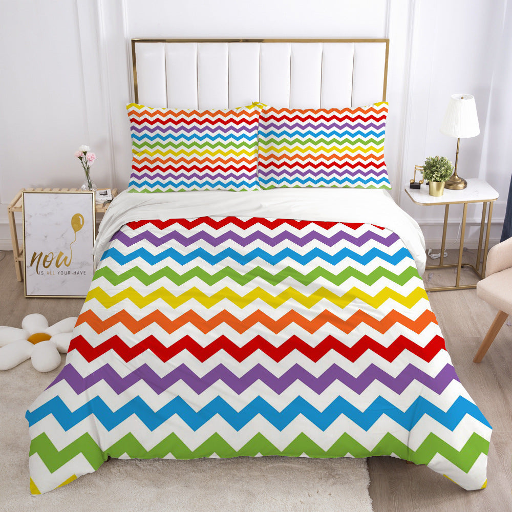 Watercolor Splat/Hearts/Chevrons Duvet Bedding Set