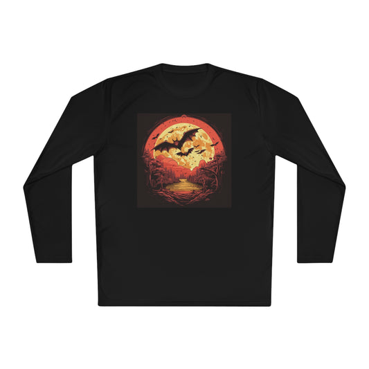 Creepy Bats Over Moon 2 Adult Long Sleeve Tee