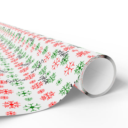 Red & Green Snowflakes Custom Name Wrapping Paper (Soren)