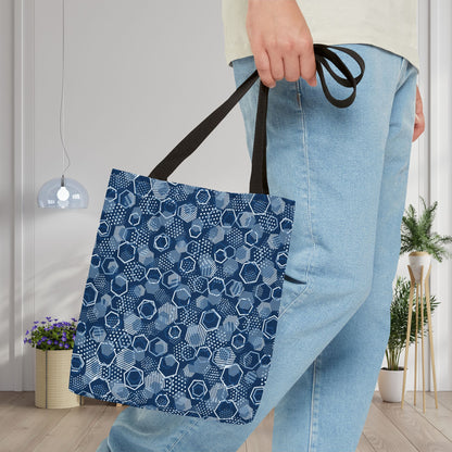 Blue Hexagons Canvas Tote Bag
