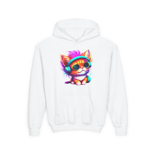 Cool Kitten w/Headphones Youth Hoodie