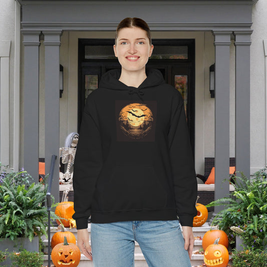Creepy Bats Over Moon 1 Heavy Blend™ Hooded Sweatshirt