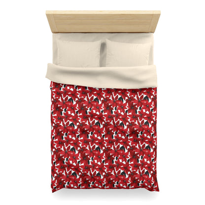 Inked Poinsettias Microfiber Duvet Cover