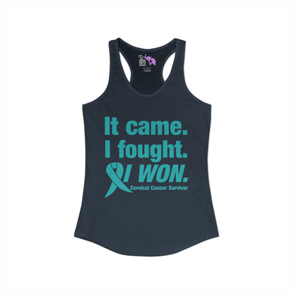 It Came I Fought I Won Cervical Cancer Survivior Women's Ideal Racerback Tank