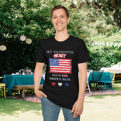 My Patriotic Heart Bleeds Red White & Blue Adult T-shirt