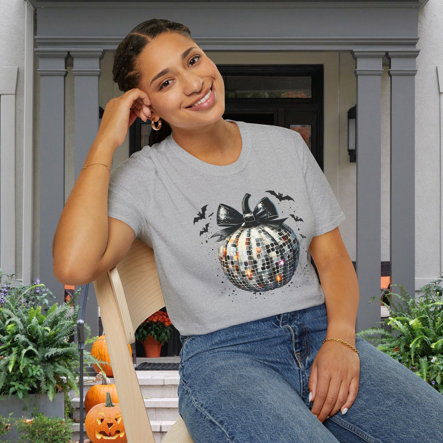 Silver Disco Pumpkin Adult T-shirt