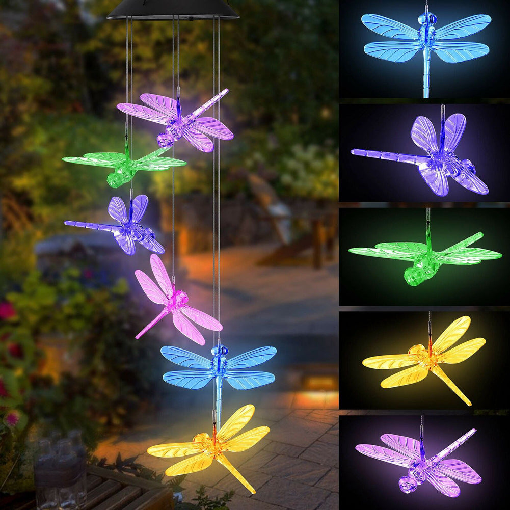 LED Dragonfly Solar-Powered Light Up Wind Chime