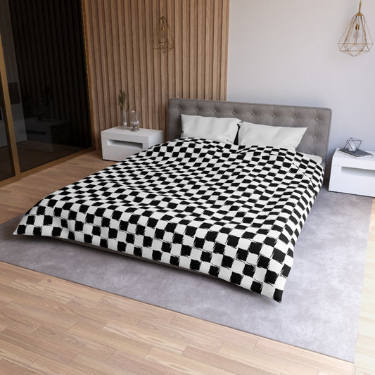 Distorted Check Microfiber Duvet Cover
