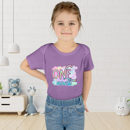 Pastel Wild One Milestone Baby Bodysuit-One Month