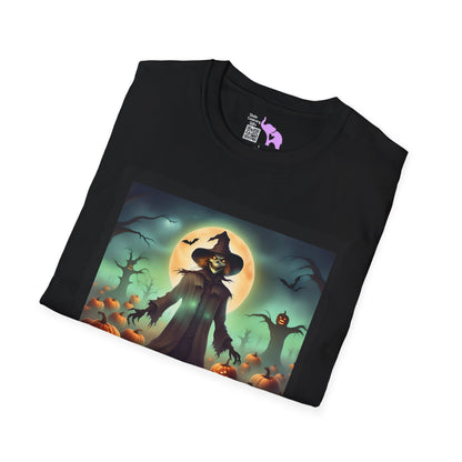 Halloween Scarecrow w/Pumpkins 4 Adult T-shirt