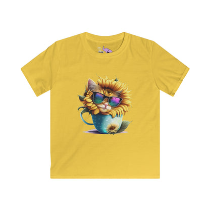 Cool Sunflower Kitten 1 Youth Softstyle Tee