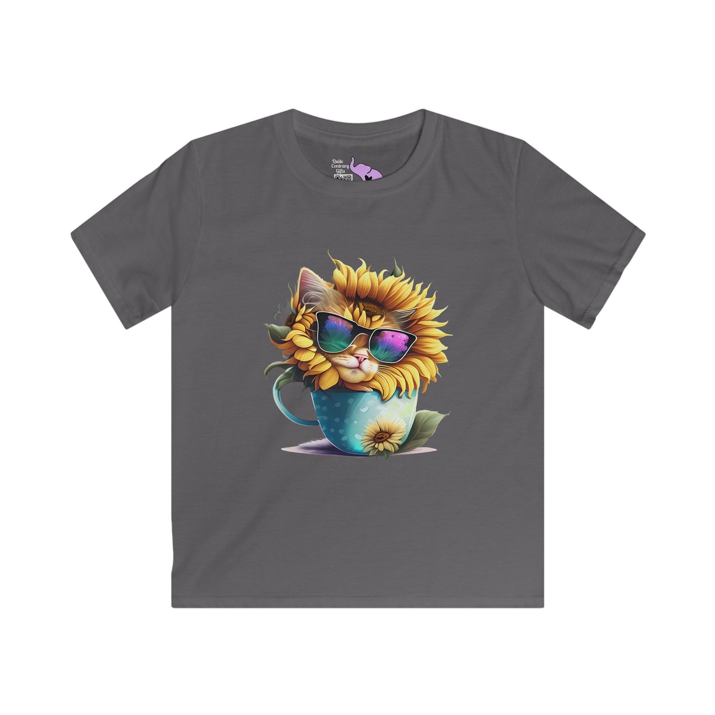 Cool Sunflower Kitten 1 Youth Softstyle Tee