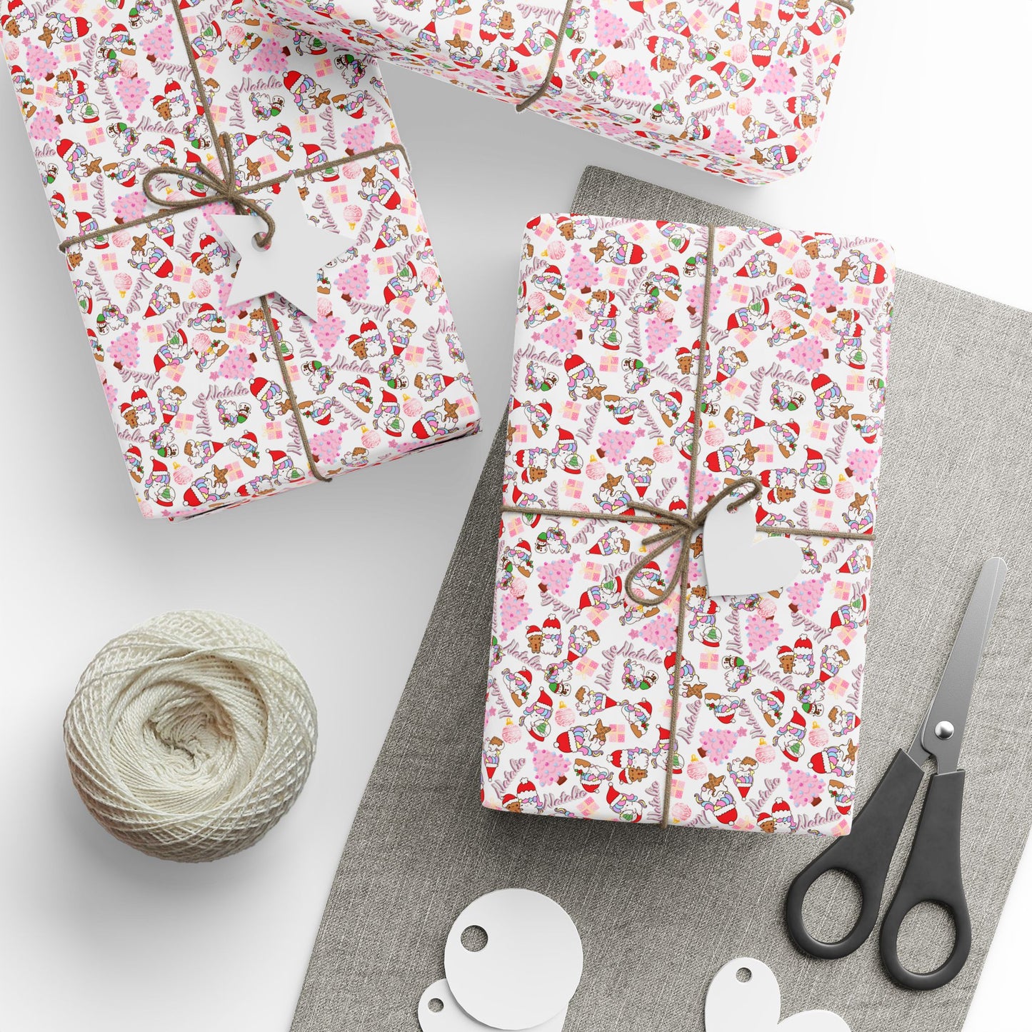 Christmas Unicorn 2 Custom Name Wrapping Paper (Natalie)