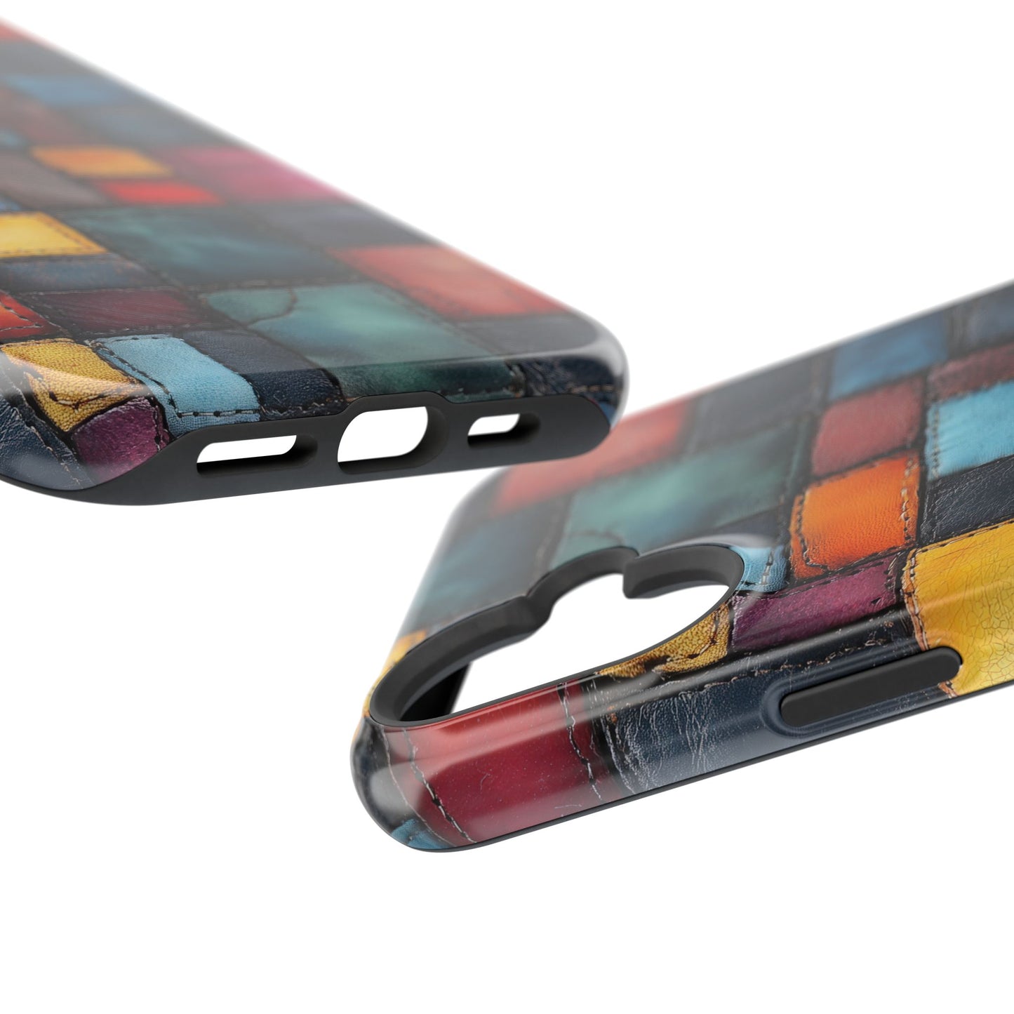 Coloerful Leather Patchwork MagSafe® Compatible Tough Case for iPhone