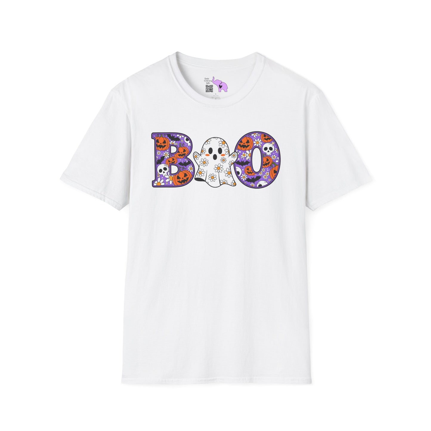 Cute Floral Boo w/Ghost Adult T-shirt